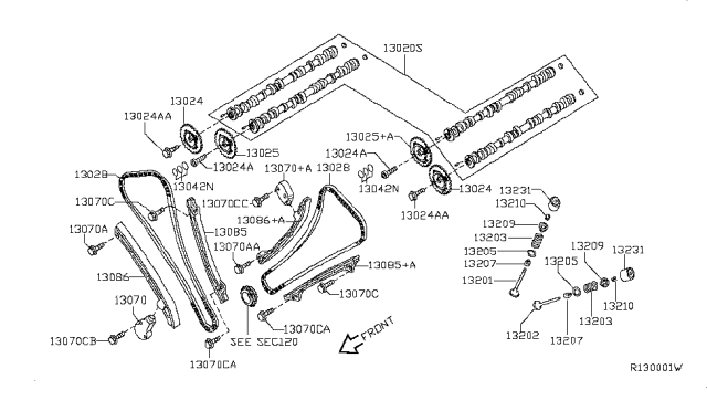 2006 Infiniti QX56 Sprocket-Camshaft,Intake Diagram for 13025-ZE00B