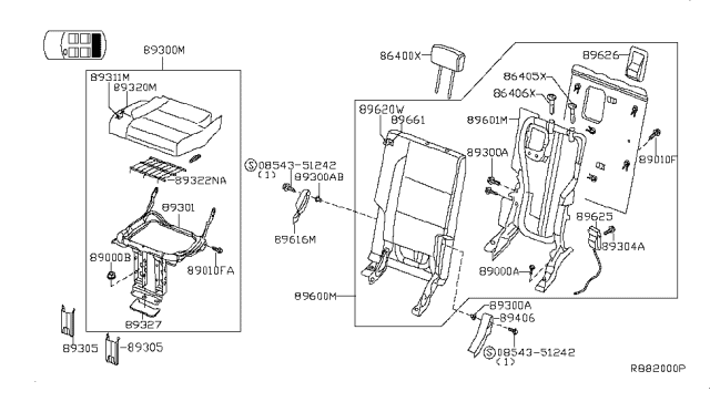 2006 Infiniti QX56 Lever Release Assembly - 3RD Diagram for 89625-ZC50D