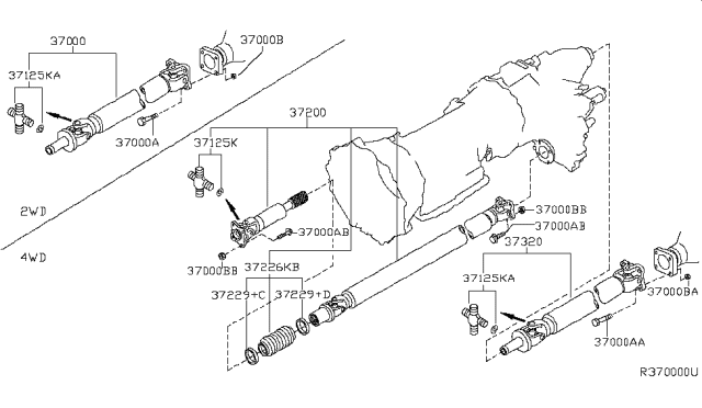 2007 Infiniti QX56 Shaft Assembly-Front PROPELLER Diagram for 37200-7S12A