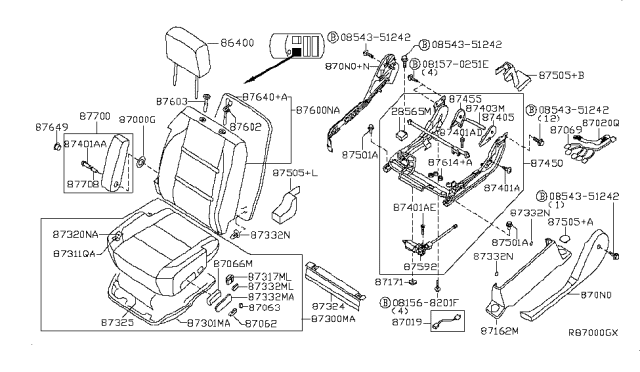 2009 Infiniti QX56 Front Seat Diagram 1