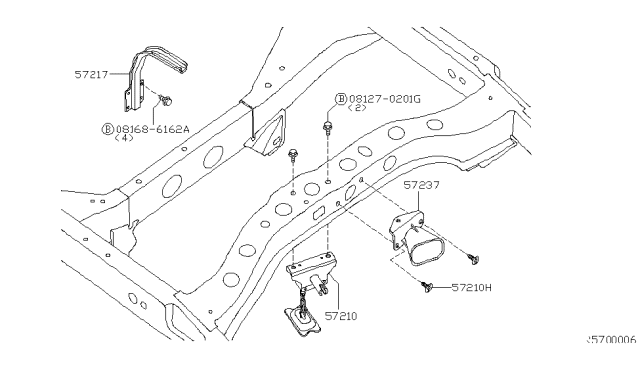 2008 Infiniti QX56 Carrier-Spare Tire Diagram for 57210-7S000