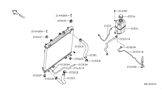 2008 Infiniti QX56 Mounting Rubber-Radiator,Lower Diagram for 21507-7S000