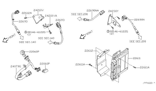 2005 Infiniti QX56 Engine Control Module Diagram for 23710-7S875