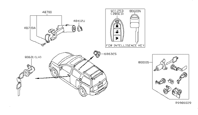 2008 Infiniti QX56 Key Set & Blank Key Diagram 2