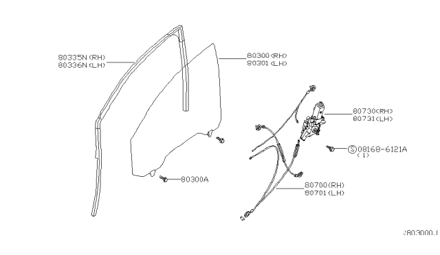 2006 Infiniti QX56 Glass Run Rubber-Front Door LH Diagram for 80331-ZC30C