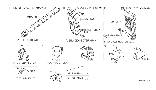 2009 Infiniti QX56 Bracket-Harness Clip Diagram for 24239-ZV03A