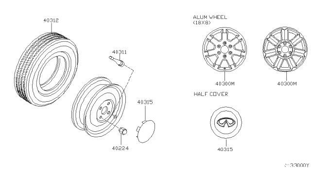 2008 Infiniti QX56 Road Wheel & Tire Diagram