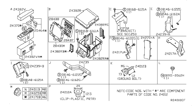 2008 Infiniti QX56 Cover-Relay Box Diagram for 24382-ZQ00A