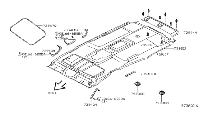 2005 Infiniti QX56 Roof Trimming Diagram 1