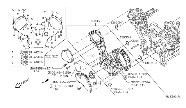 2006 Infiniti QX56 Front Cover,Vacuum Pump & Fitting Diagram 1