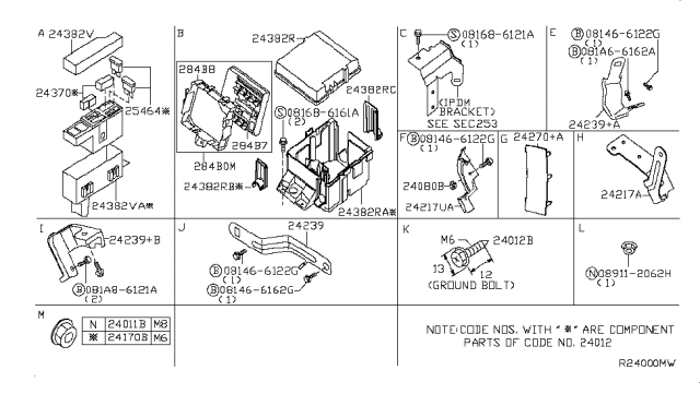 2009 Infiniti QX56 Bracket Diagram for 24239-ZV20A