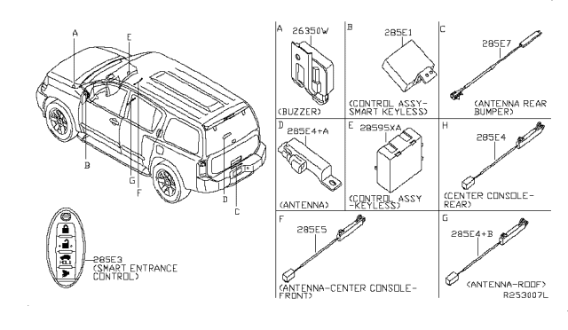 2009 Infiniti QX56 Antenna Assy-Room,Smart Keyless Diagram for 285E4-ZQ30C