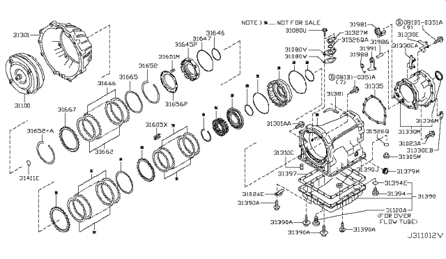 2008 Infiniti QX56 Torque Converter Assembly Diagram for 31100-95X03