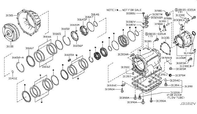 2008 Infiniti QX56 Torque Converter Assembly Diagram for 31100-95X0A