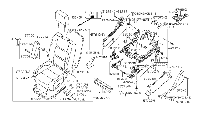 2004 Infiniti QX56 Front Seat Diagram 2