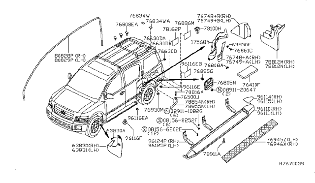 2007 Infiniti QX56 Seal-Body Side,Front LH Diagram for 80829-7S000