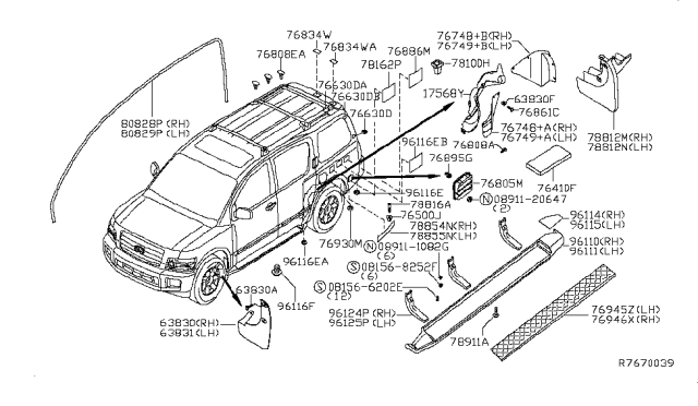 2007 Infiniti QX56 MUDGUARD-Front, RH Diagram for 63850-7S89E