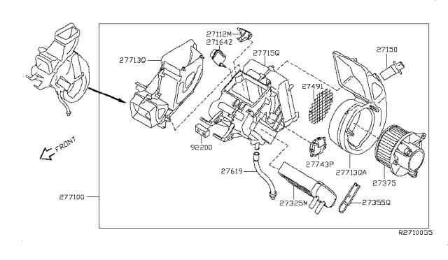 2006 Infiniti QX56 Lever-Rear Duct Diagram for 27164-5Z000