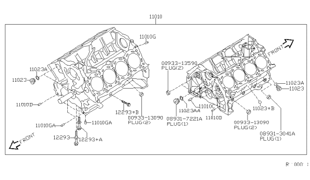 2008 Infiniti QX56 Bolt-Main Bearing Cap Diagram for 12293-7S002