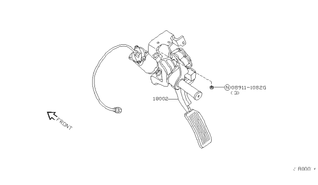 2005 Infiniti QX56 Lever Complete - Accelerator, W/DRUM Diagram for 18002-7S010