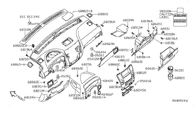 2010 Infiniti QX56 Lid-Fuse Block Diagram for 68964-9GA5B