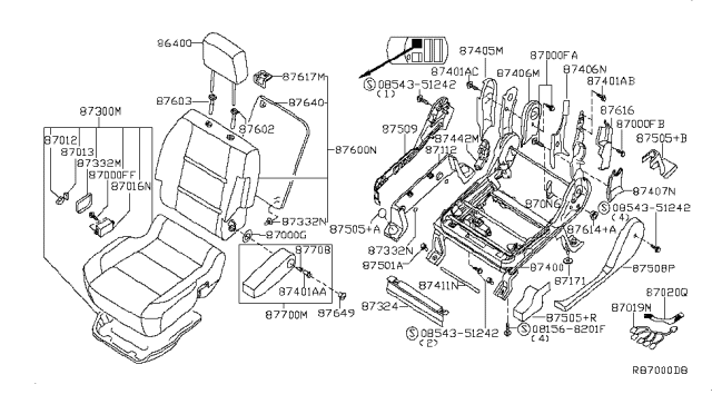 2006 Infiniti QX56 Cover-Seat Slide Inner,RH Diagram for 87305-ZC001