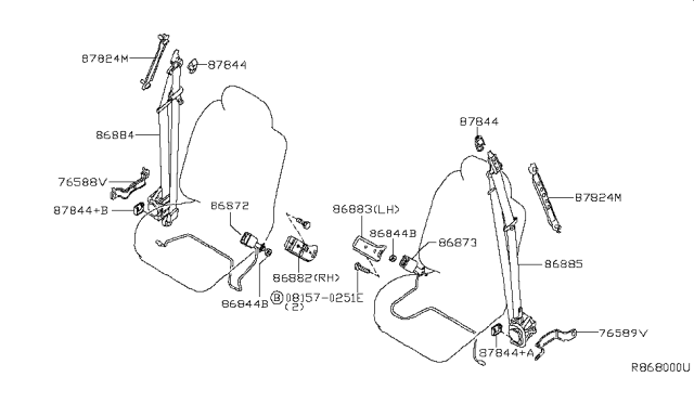 2007 Infiniti QX56 Anchor-Seat Belt,Center Pillar Lower,RH Diagram for 76588-7S005