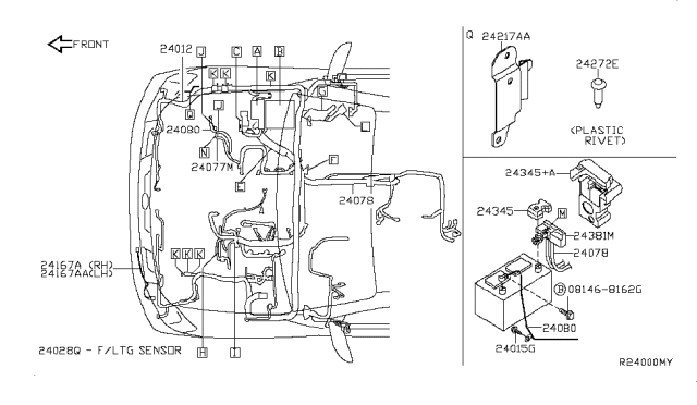 2008 Infiniti QX56 Harness Assy-Engine Room Diagram for 24012-ZQ17A