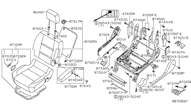 2004 Infiniti QX56 Front Seat Diagram 3