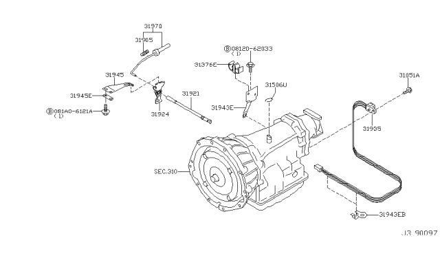 2007 Infiniti QX56 Rod Assy-Parking Diagram for 31970-95X0A