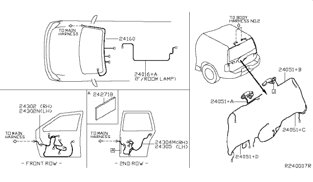 2006 Infiniti QX56 Harness-Room Lamp Diagram for 24160-ZC37A