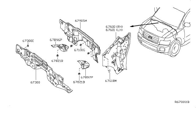 2008 Infiniti QX56 Dash Panel & Fitting Diagram 1