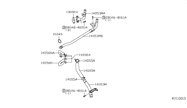 2005 Infiniti QX56 Hose-Water Diagram for 21047-7S000