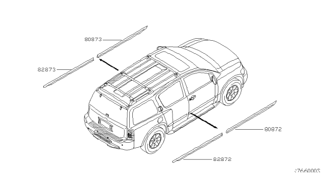 2006 Infiniti QX56 Moulding-Rear Door,LH Diagram for 82871-7S680