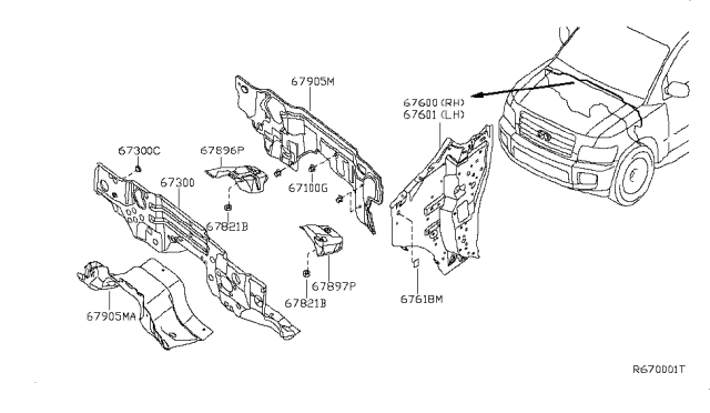 2007 Infiniti QX56 Dash-Lower Diagram for 67300-7S030