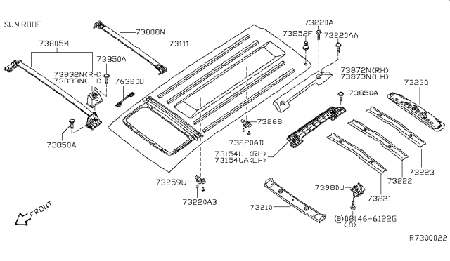 2007 Infiniti QX56 Cover-Roof Rack,Front RH Diagram for 73832-7S060