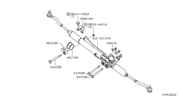 2007 Infiniti QX56 Clamp-Steering Gear Mounting Diagram for 48350-7S000