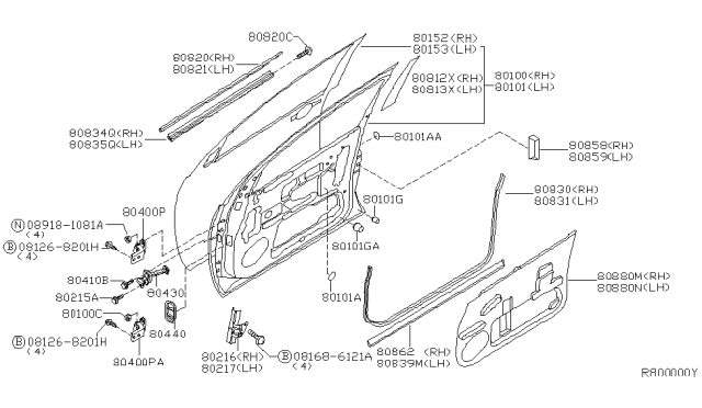 2008 Infiniti QX56 Seal-Front Door PARTING RH Diagram for 80838-7S000