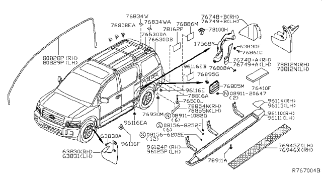 2010 Infiniti QX56 Body Side Fitting Diagram