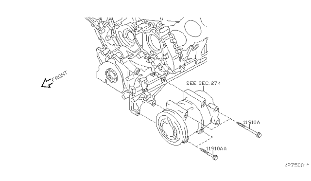 2004 Infiniti QX56 Compressor Mounting & Fitting Diagram