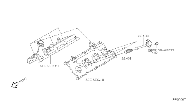 2004 Infiniti QX56 Ignition Coil Assembly Diagram for 22448-7S015