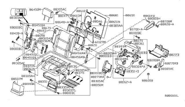 2005 Infiniti QX56 Trim Assy-Back,Rear Seat LH Diagram for 88670-ZC62D