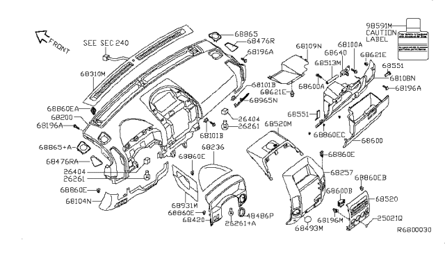 2004 Infiniti QX56 Instrument Panel,Pad & Cluster Lid Diagram 4