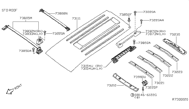 2007 Infiniti QX56 Roof Panel & Fitting Diagram 2