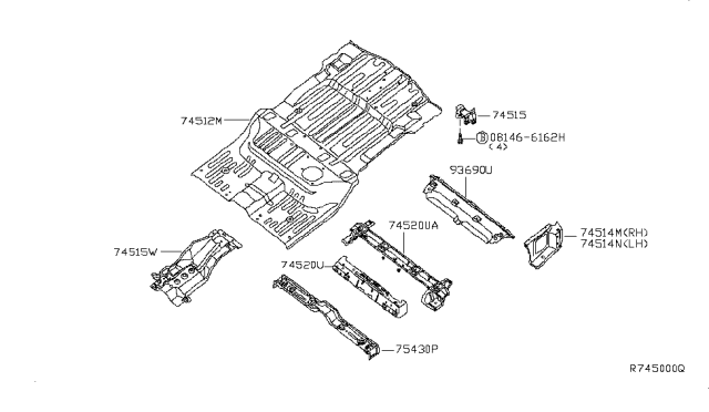 2005 Infiniti QX56 Floor Panel (Rear) Diagram 1