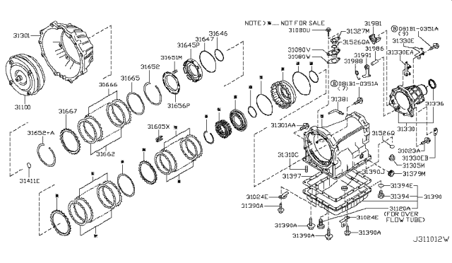 2008 Infiniti QX56 Torque Converter,Housing & Case Diagram 1