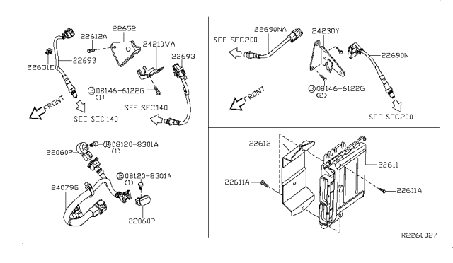 2009 Infiniti QX56 Knock Sensor Diagram for 22060-7S000