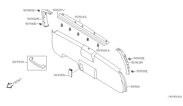 2005 Infiniti QX56 Seal-Back Door Diagram for 90820-7S000