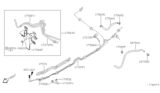 2006 Infiniti QX56 Tube Fuel Diagram for 17520-7S010