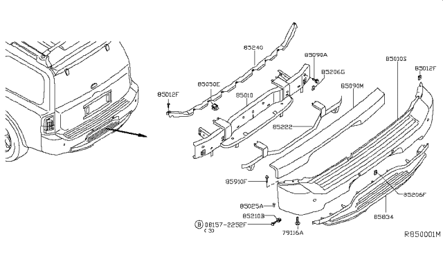 2006 Infiniti QX56 Rear Bumper Diagram 1